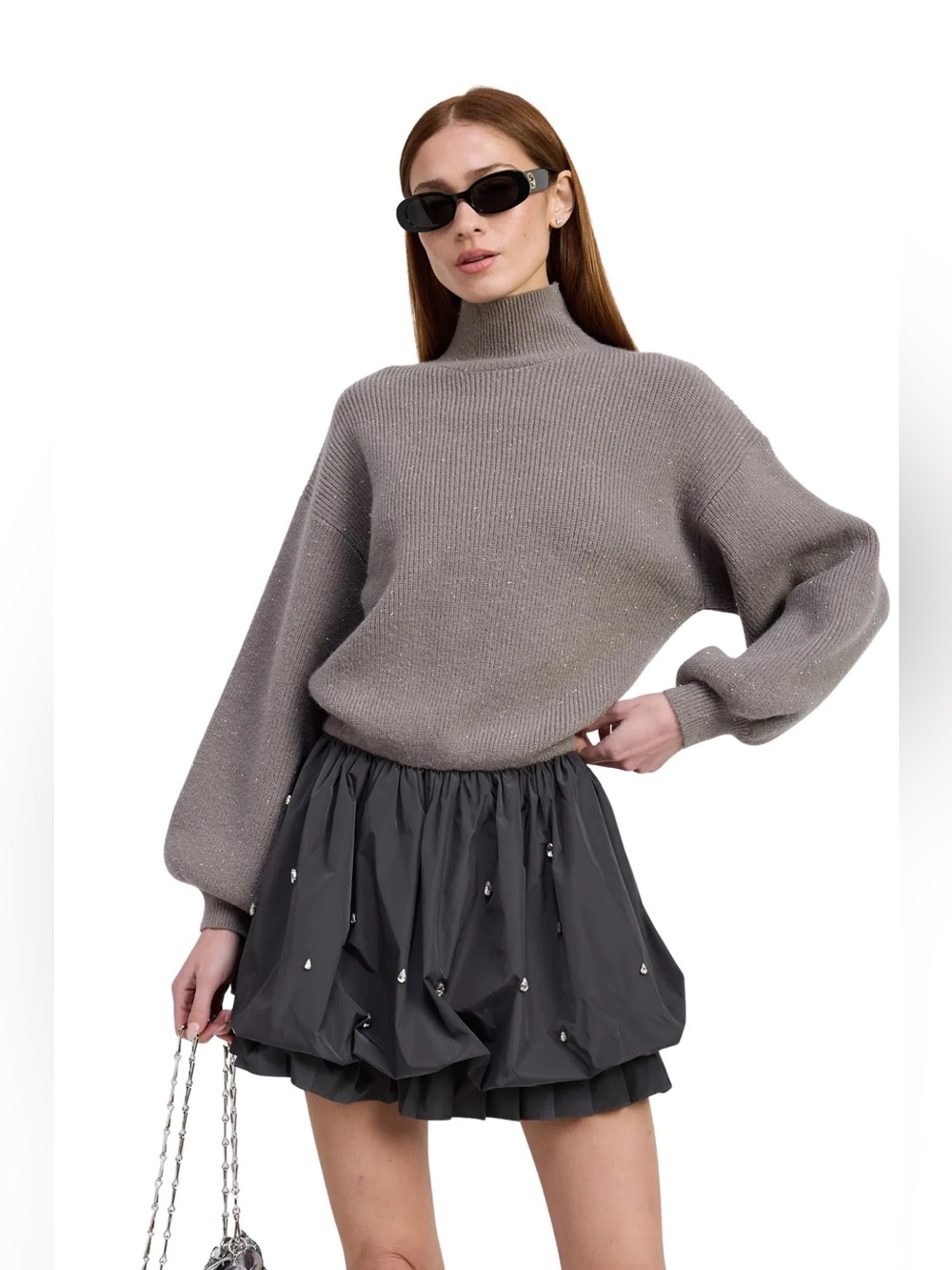 En Saison Black Embellished Bubble Mini Dress - Picture 2 of 9